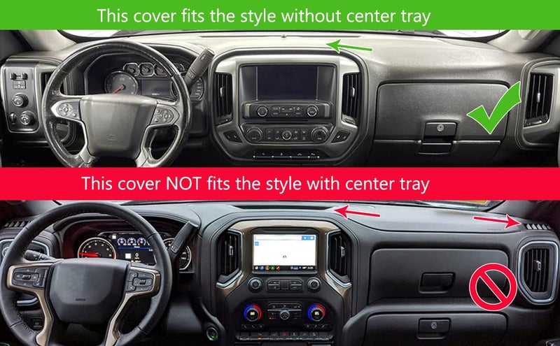 Yiz Dash Cover Custom Fit for 2014-2018 Chevy Chevrolet Silverado/GMC Sierra 1500,2015-2019 Chevy Silverado/GMC Sierra 2500HD 3500HD,Dashboard Pad Carpet no Forward Collision Alert(14-18 Dark Brown) Y32 - Image 2